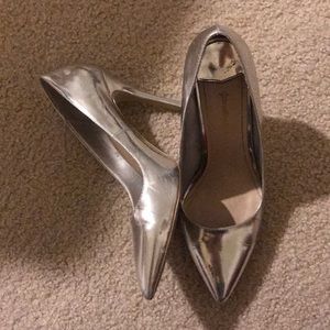 Metallic Silver Heels